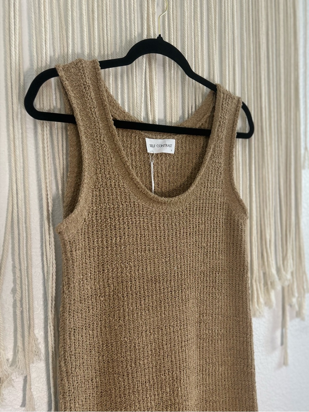SELF CONTRAST Tan Knit Tank Midi Summer Dress - Picture 7 of 13